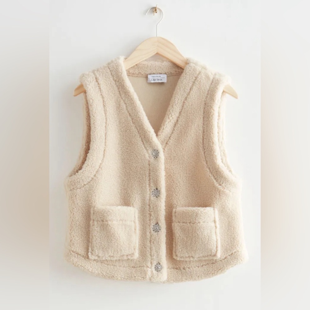 & OTHER STORIES: Diamanté Button Pile Vest (NWT)